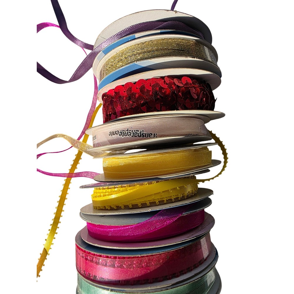Mixed Ribbon Lot Essentials Ribbon Trends Simplicity Sequin Organdy 14pc A5 - Picture 6 of 16